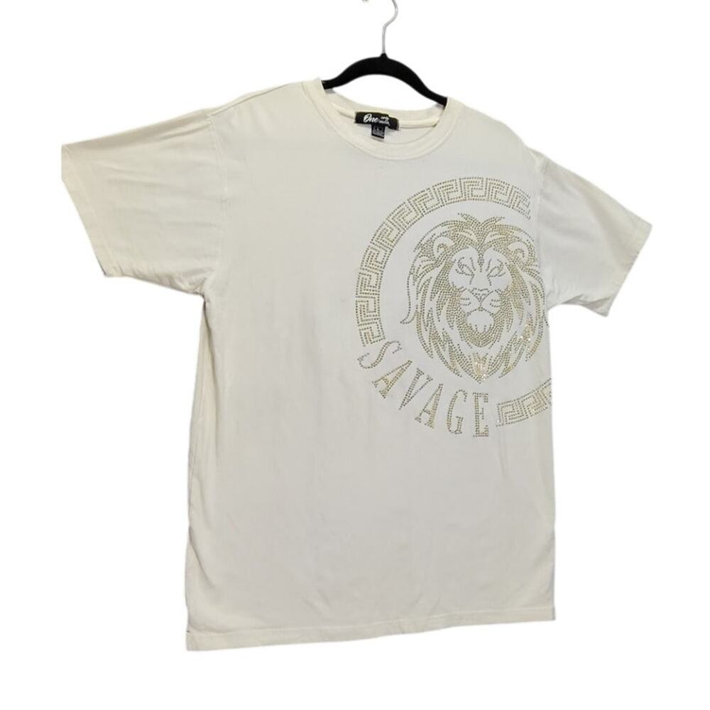 One Color Nation Creme Savage Gold Lion Mens Designer T Shirt Size Large